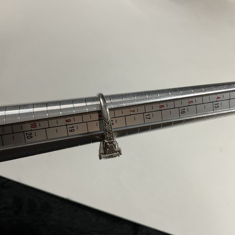 Sterling Silver and Cubic Zirconia Emerald Cut  Engagement Ring Sz 8 KL DESIGNS - Picture 6 of 8